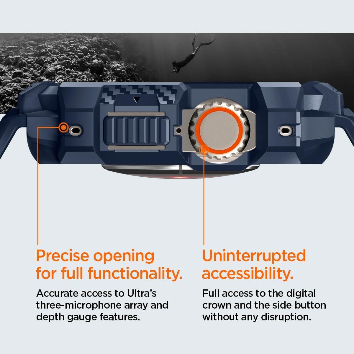 imageSpigen for Apple Watch Band with Case Rugged Armor Pro Compatible with Ultra 321 49mm Series 1110 4642mm 987 41mm SE3SE2SE654 40mm Cover StrapNavy Blue