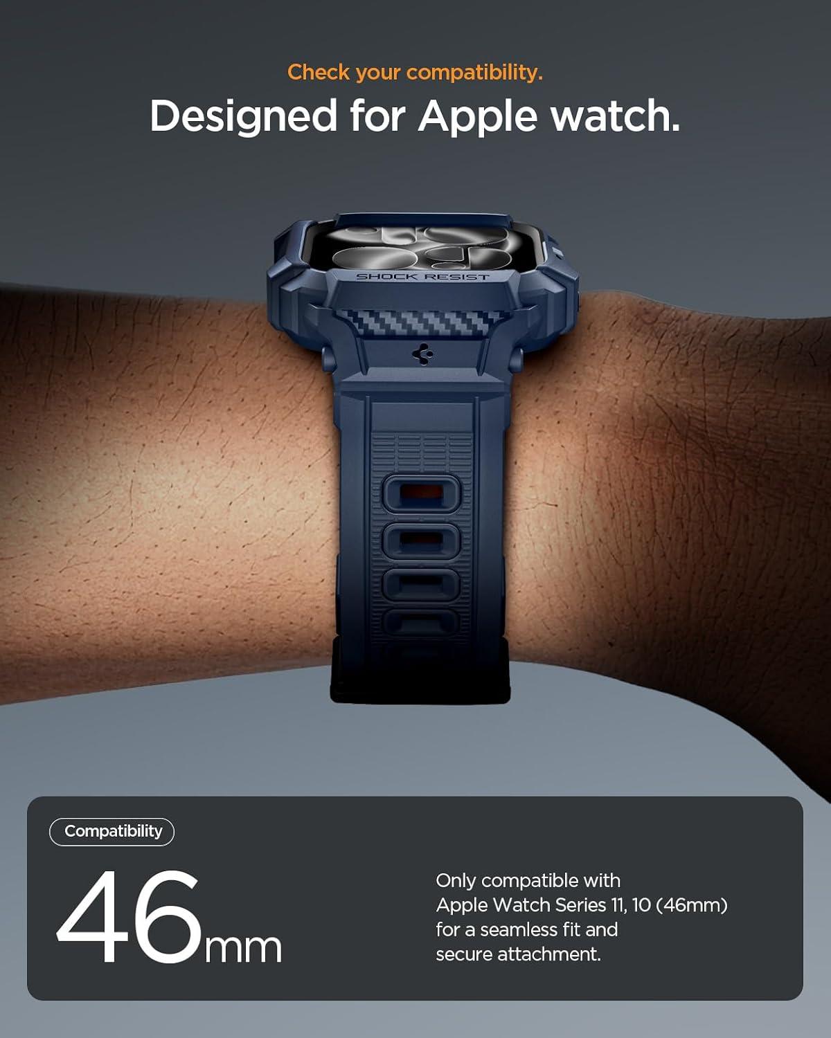 imageSpigen for Apple Watch Band with Case Rugged Armor Pro Compatible with Ultra 321 49mm Series 1110 4642mm 987 41mm SE3SE2SE654 40mm Cover StrapNavy Blue