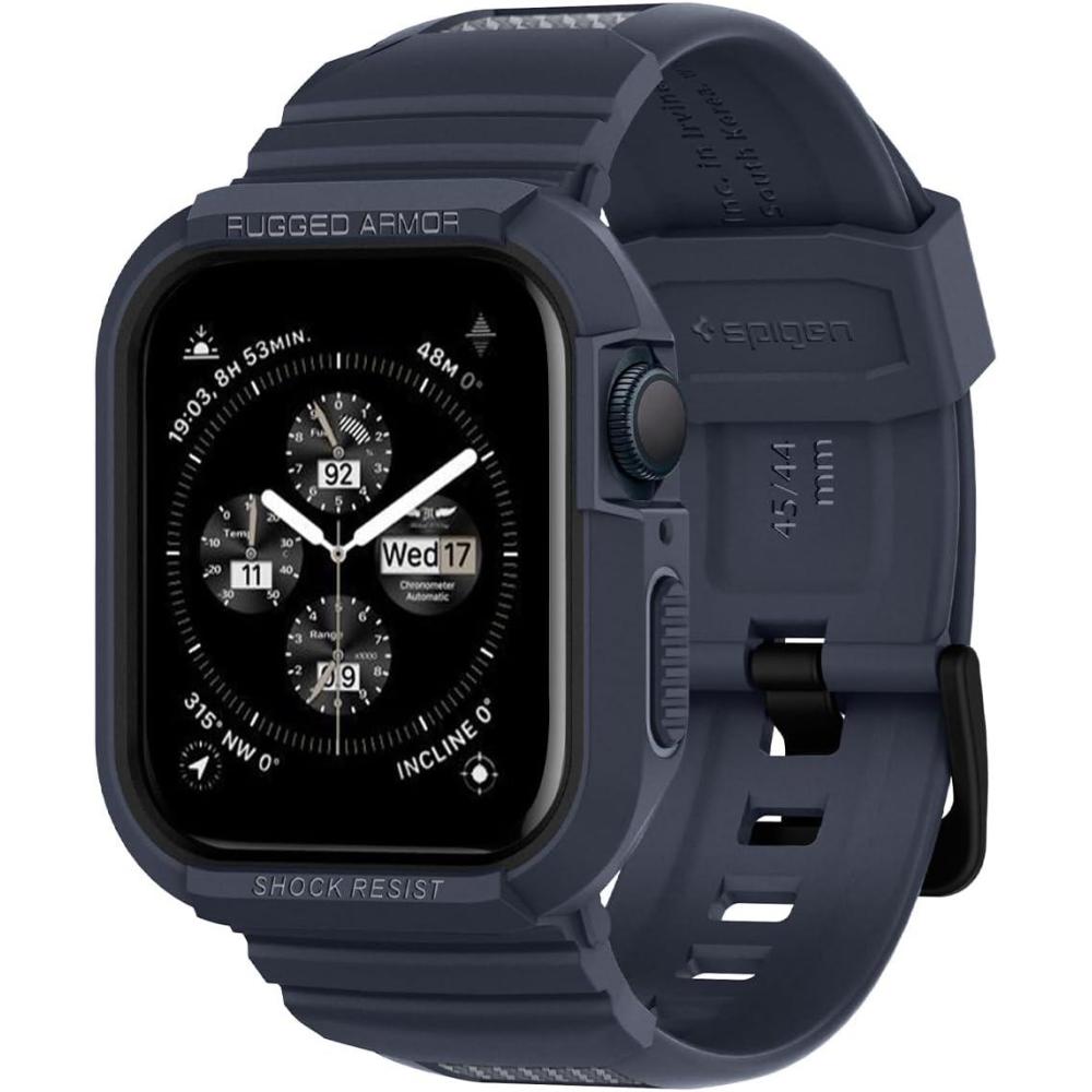 imageSpigen Rugged Armor Pro Designed for Apple Watch Case with Band Series SE398SE276SE54 45mm44mm Protective TPU Cover with StrapCharcoal Gray