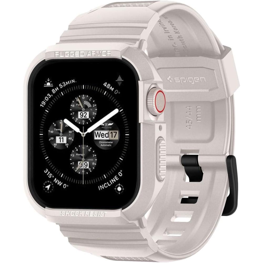 imageSpigen Rugged Armor Pro Designed for Apple Watch Case with Band Series SE398SE276SE54 45mm44mm Protective TPU Cover with StrapDune Beige