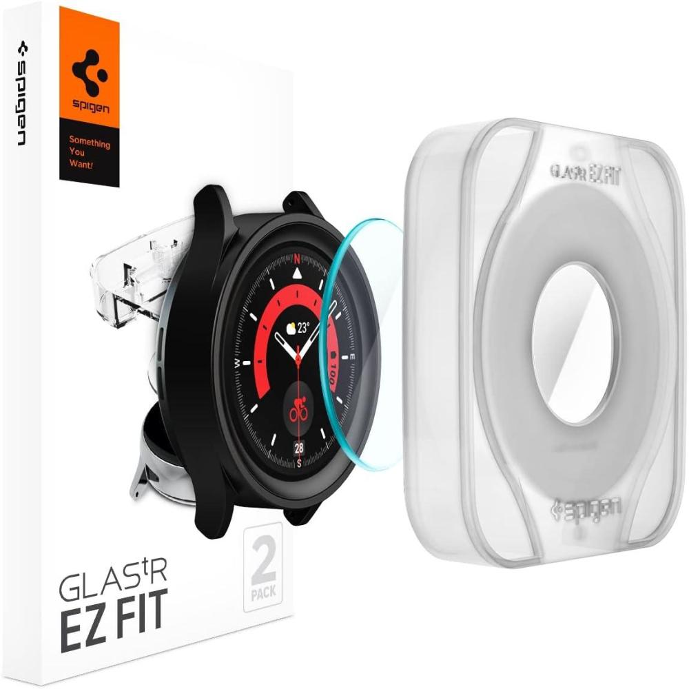 imageSpigen Tempered Glass Screen Protector GlasTR EZ FIT designed for Galaxy Watch 5 44mm Galaxy Watch 4 44mm 2 Pack45mm