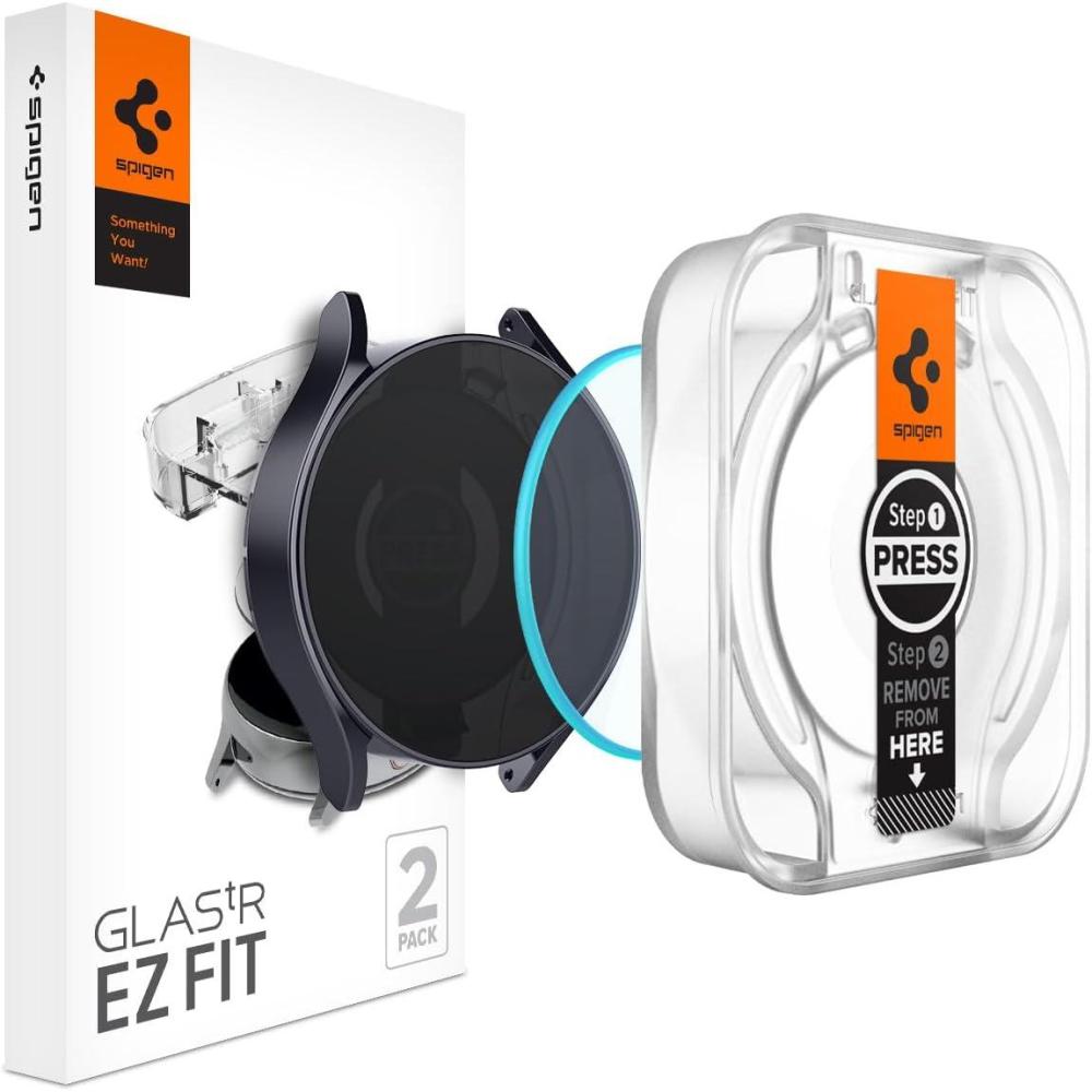 imageSpigen Tempered Glass Screen Protector GlasTR EZ FIT designed for Galaxy Watch 6 44mm Case Friendly 2 Pack
