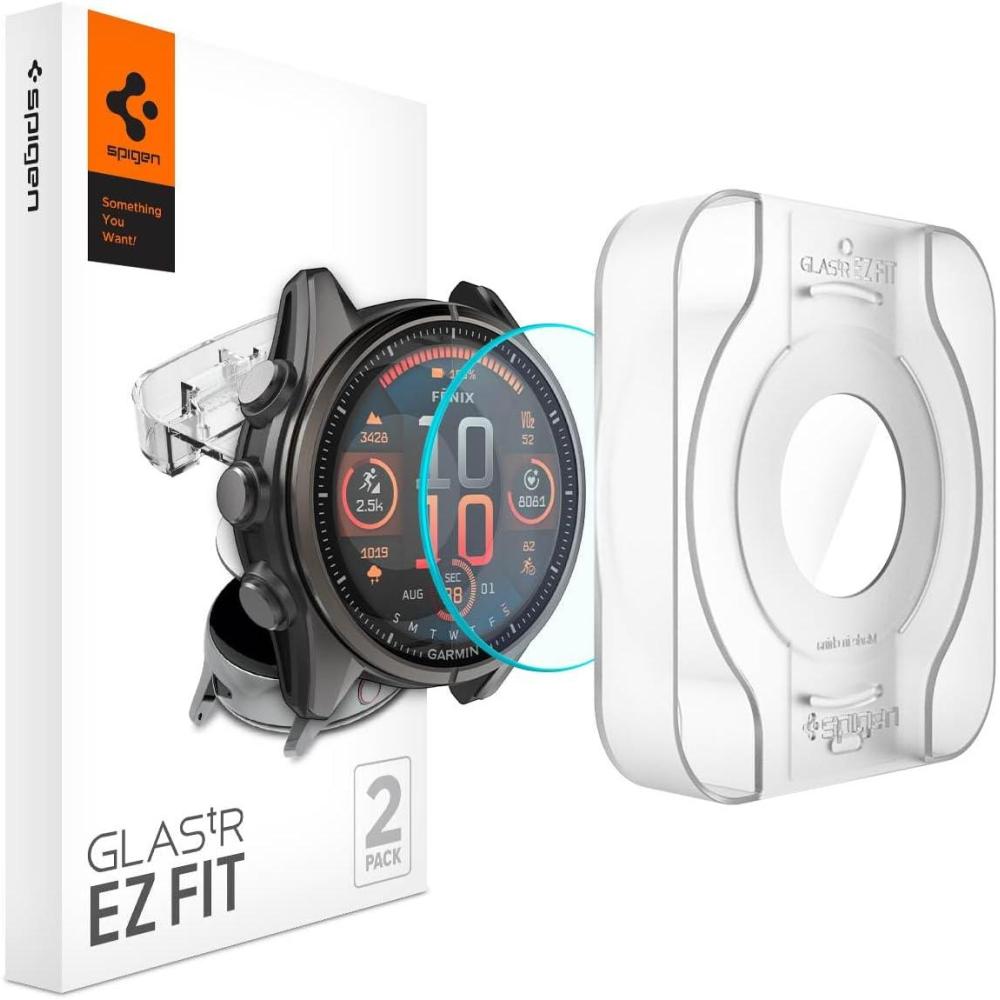 imageSpigen Tempered Glass Screen Protector GlasTR EZ FIT designed for Garmin Fenix 8 8 ProFenix 7X seriesEpix Pro 51mm 2 PackFenix 8 43mm