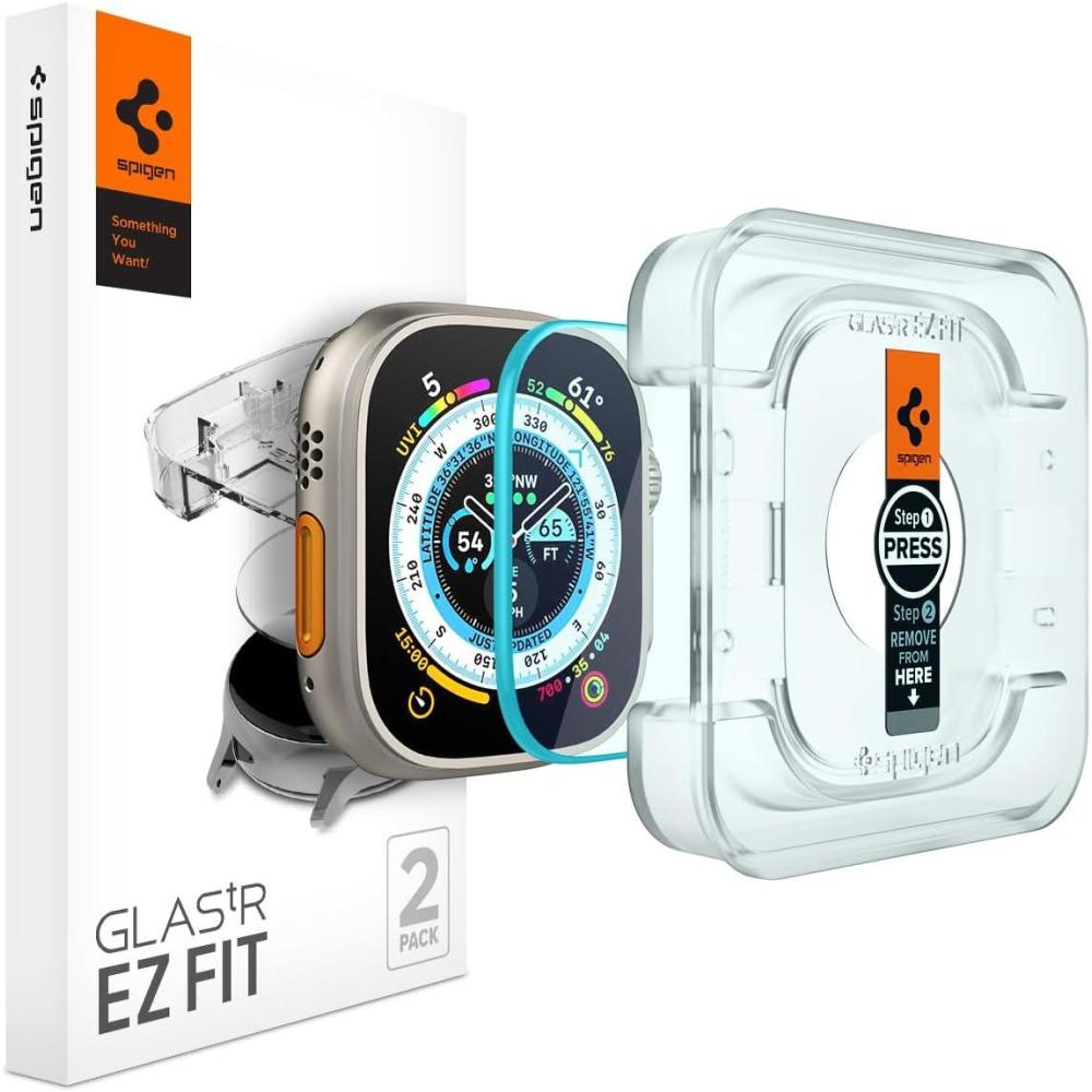 imageSpigen Tempered Glass Screen Protector GlastR EZ Fit designed for Apple Watch Ultra 3  Ultra 2  Ultra 49mm  2 Pack