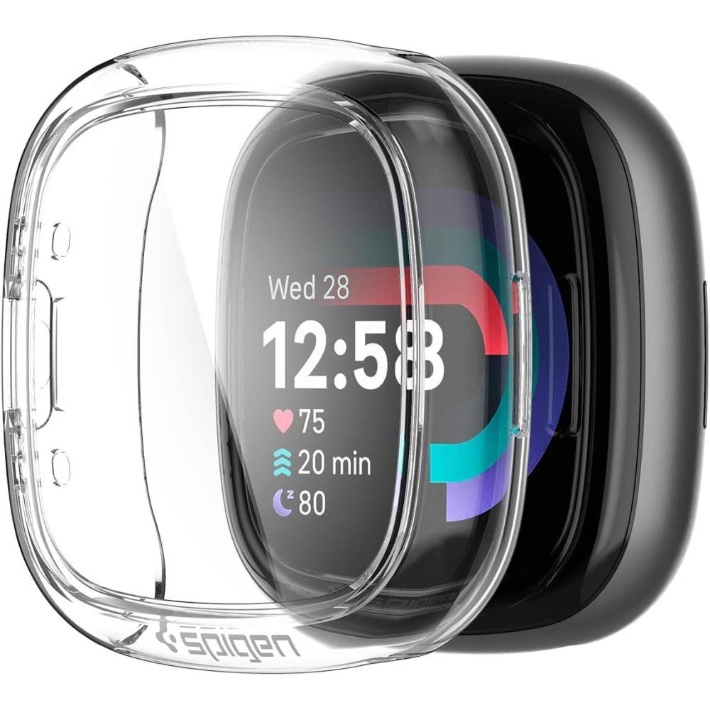 imageSpigen Ultra Hybrid Designed for Fitbit Versa 4  Sense 2 with Tempered Glass Screen Protector Smartwatch Cover  Crystal Clear