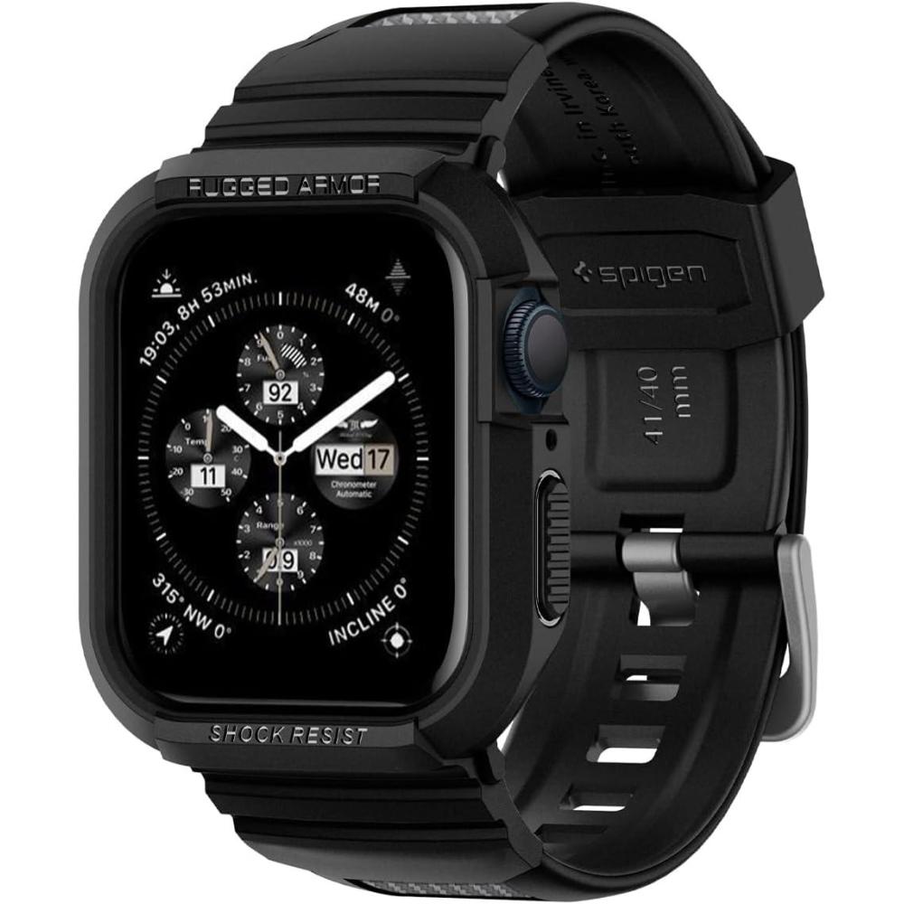 imageSpigen for Apple Watch Band with Case Rugged Armor Pro Compatible with Ultra 321 49mm Series 1110 4642mm 987 41mm SE3SE2SE654 40mm Cover StrapBlack
