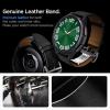 Spigen Enzo Genuine Leather Strap Designed for Samsung Galaxy Watch 7 44/40mm, FE 40mm, 6/5/4 44/40mm, Classic 6 47/43mm, 5 Pro 45mm, 4 Classic 46/42mm, 3 41mm, Active 1&2 Band – Black(Black)