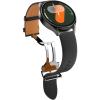 Spigen Enzo Genuine Leather Strap Designed for Samsung Galaxy Watch 7 44/40mm, FE 40mm, 6/5/4 44/40mm, Classic 6 47/43mm, 5 Pro 45mm, 4 Classic 46/42mm, 3 41mm, Active 1&2 Band – Black(Black)