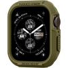 Spigen Rugged Armor Designed for Apple Watch Case Series SE3/9/8/SE2/7/6/SE/5/4 45mm/44mm Durable TPU Cover – Black(Olive Green)