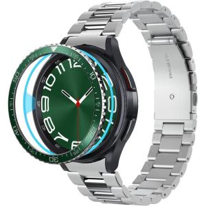 Spigen Bezel Tune Designed for Samsung Galaxy Watch 6 Classic 47mm Bezel Ring Protector Adhesive Cover (2023) Green(Green)