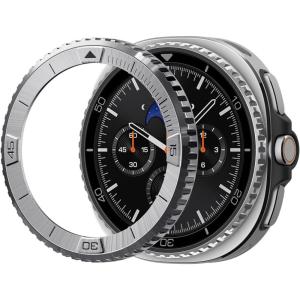 Spigen Bezel Tune (Diver) Designed for Samsung Galaxy Watch 8 Classic 46mm Bezel Ring Protector Adhesive Cover – Black(Silver)