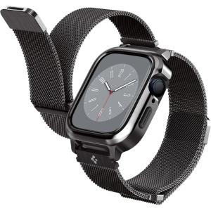Spigen Metal Fit Pro Designed for Apple Watch Case with Band Series 9/8/7 45mm – Silver(Graphite)