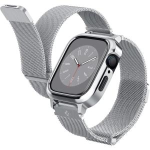 Spigen Metal Fit Pro Designed for Apple Watch Case with Band Series SE3/9/8/SE2/7/6/SE/5/4 41mm/40mm(Silver)