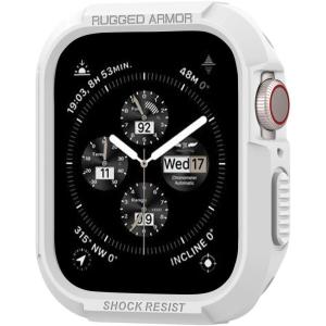 Spigen Rugged Armor Designed for Apple Watch Case Series SE3/9/8/SE2/7/6/SE/5/4 45mm/44mm Durable TPU Cover – Black(White)