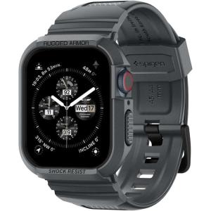 Spigen Rugged Armor Pro Designed for Apple Watch Case with Band Series SE3/9/8/SE2/7/6/SE/5/4 45mm/44mm Protective TPU Cover with Strap(Dark Gray)