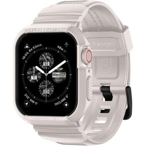 Spigen Rugged Armor Pro Designed for Apple Watch Case with Band Series SE3/9/8/SE2/7/6/SE/5/4 45mm/44mm Protective TPU Cover with Strap(Dune Beige)