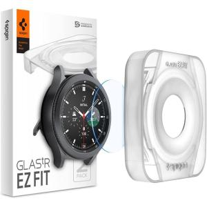 Spigen Tempered Glass Screen Protector [GlasTR EZ FIT] designed for Galaxy Watch 4 Classic (46mm) – 2 Pack
