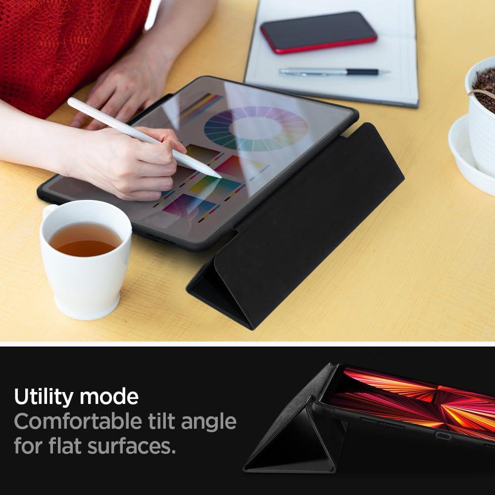 imageSpigen for iPad Pro 11 inch Case M2 4th Generation 2022 3rd Generation 2021 2nd Generation 2020 1st Generation 2018 Rugged Armor Pro Protective TriFold Cover with Pencil Holder BlackBlack