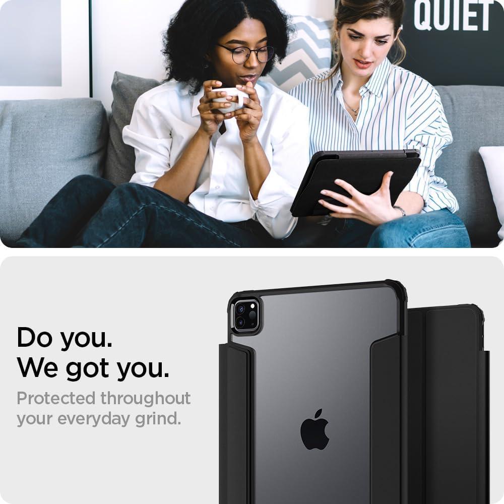 imageSpigen for iPad Pro 11 inch Case M2 4th Generation 2022 3rd Generation 2021 2nd Generation 2020 1st Generation 2018 Ultra Hybrid Pro Transparent Back and Pencil Holder BlackBlack