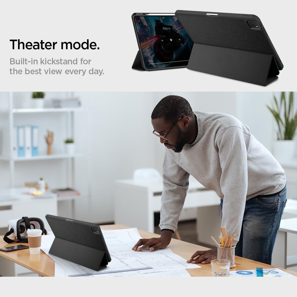 imageSpigen for iPad Pro 11 inch Case M5M4 20252024 Urban Fit Protective Premium Fabric TriFold Kickstand Folio Cover with Pencil Holder Supports Auto WakeSleep Rose GoldBlack