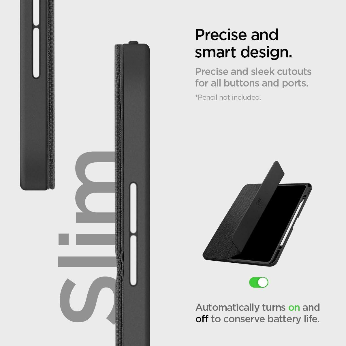 imageSpigen for iPad Pro 11 inch Case M5M4 20252024 Urban Fit Protective Premium Fabric TriFold Kickstand Folio Cover with Pencil Holder Supports Auto WakeSleep Rose GoldBlack