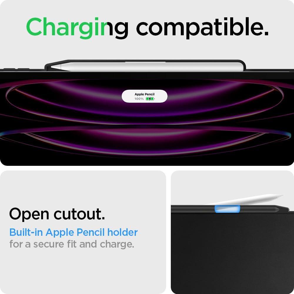 imageSpigen for iPad Pro 129 inch Case M2 6th Generation 2022  5th Generation 2021 Thin Fit Pro Magic Keyboard Compatible with Pencil Holder Keyboard Not Included BlackBlack