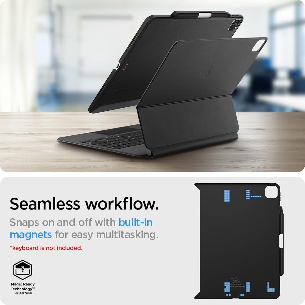 imageSpigen for iPad Pro 129 inch Case M2 6th Generation 2022  5th Generation 2021 Thin Fit Pro Magic Keyboard Compatible with Pencil Holder Keyboard Not Included BlackBlack
