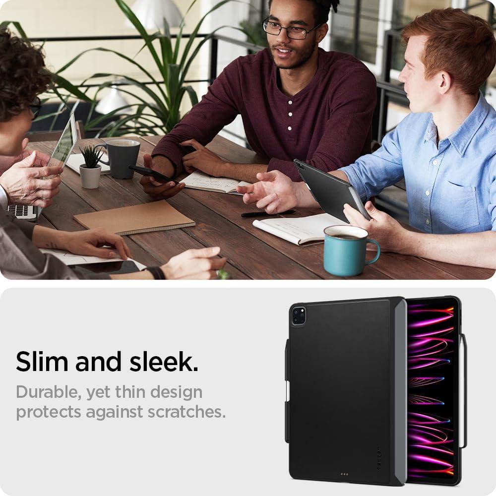 imageSpigen for iPad Pro 129 inch Case M2 6th Generation 2022  5th Generation 2021 Thin Fit Pro Magic Keyboard Compatible with Pencil Holder Keyboard Not Included BlackBlack