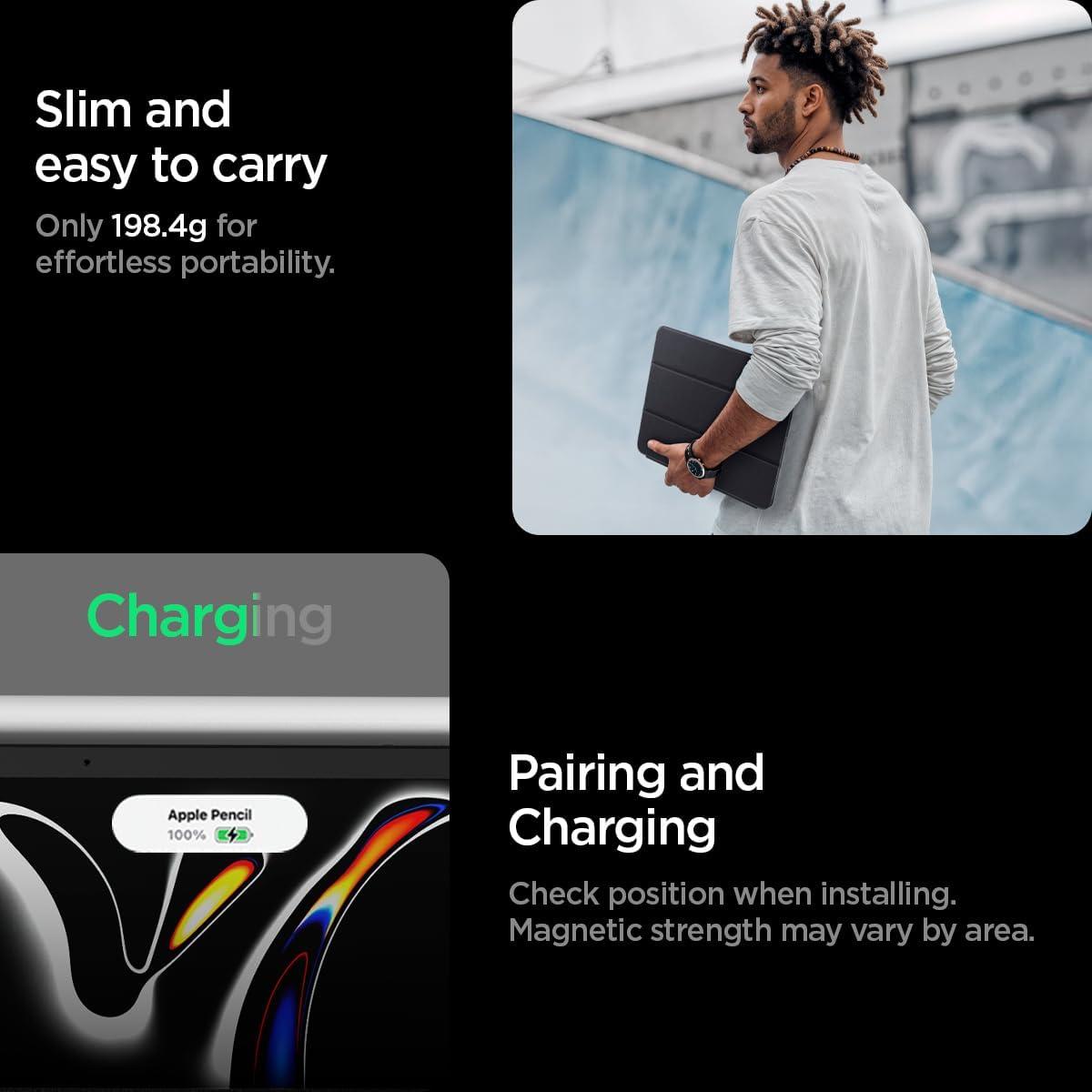 imageSpigen for iPad Pro 13 Inch Case M5M4 20252024 Liquid Air Folio Protective TriFold Cover with Transparent Back Supports Auto WakeSleep BlackBlack