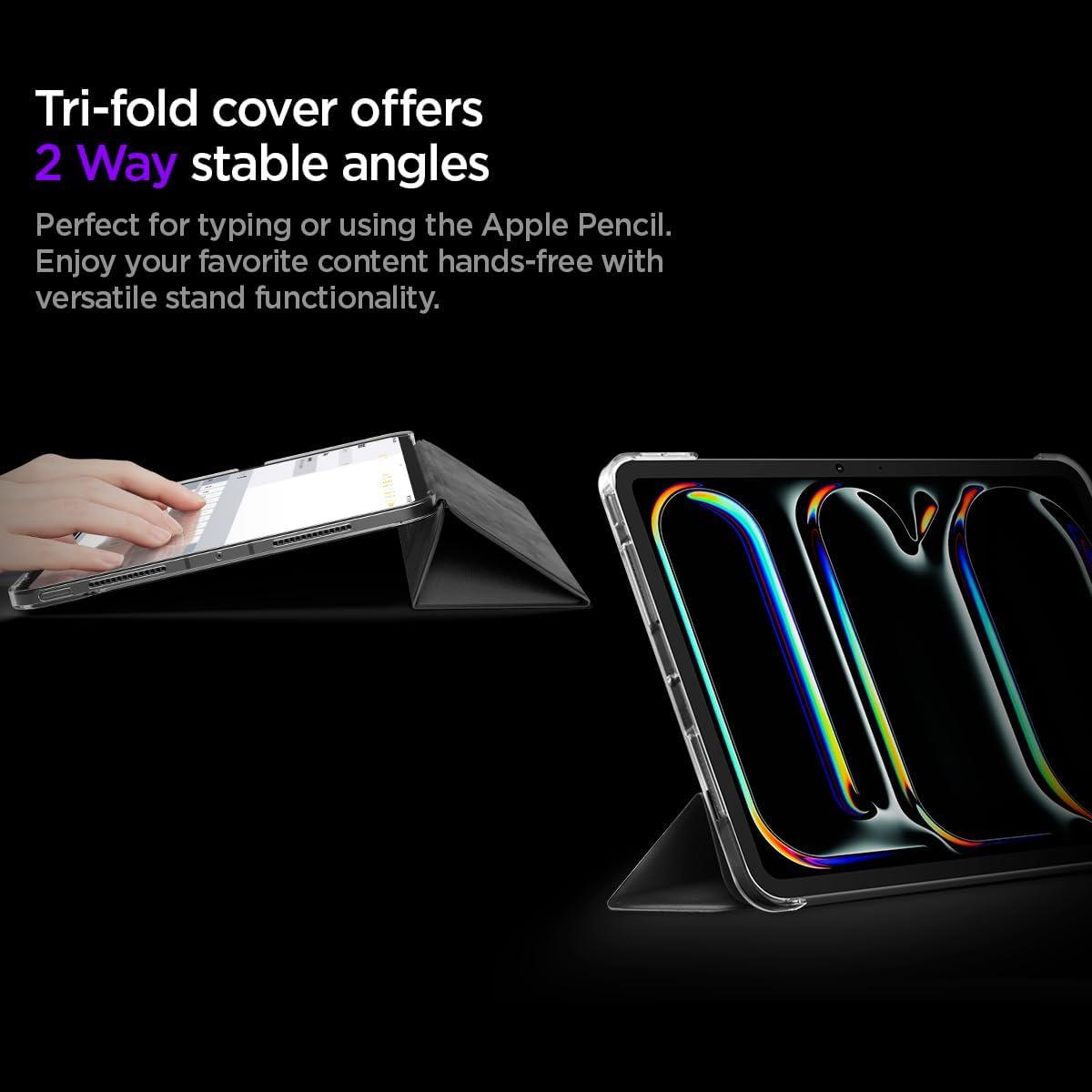 imageSpigen for iPad Pro 13 Inch Case M5M4 20252024 Liquid Air Folio Protective TriFold Cover with Transparent Back Supports Auto WakeSleep BlackBlack