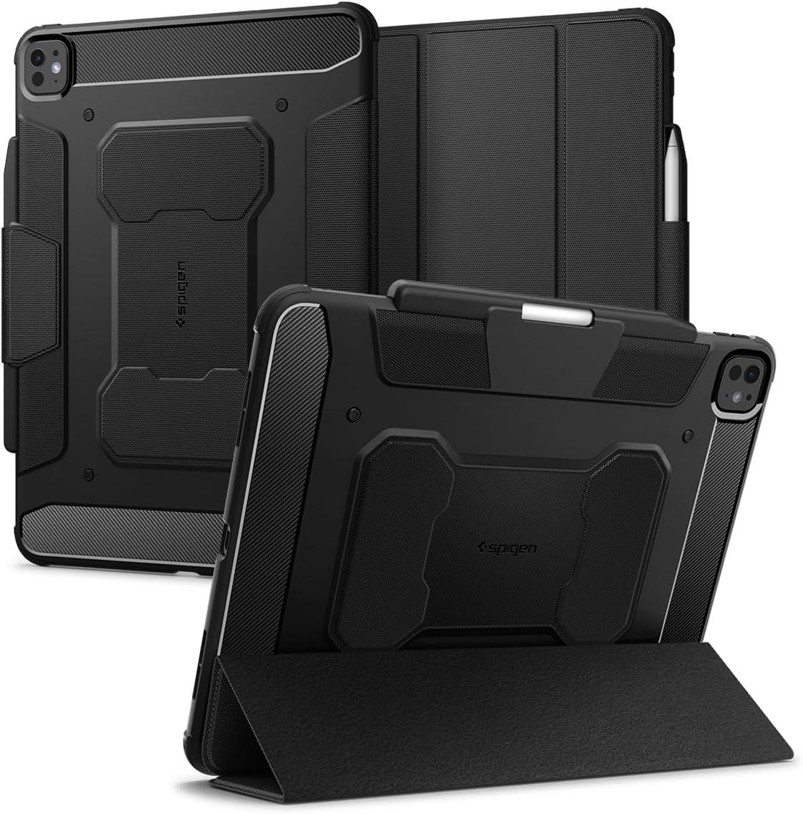 imageSpigen iPad Pro 13 Rugged Armor Pro Black amp Spigen iPad Pro 13 GlastR EZ Fit