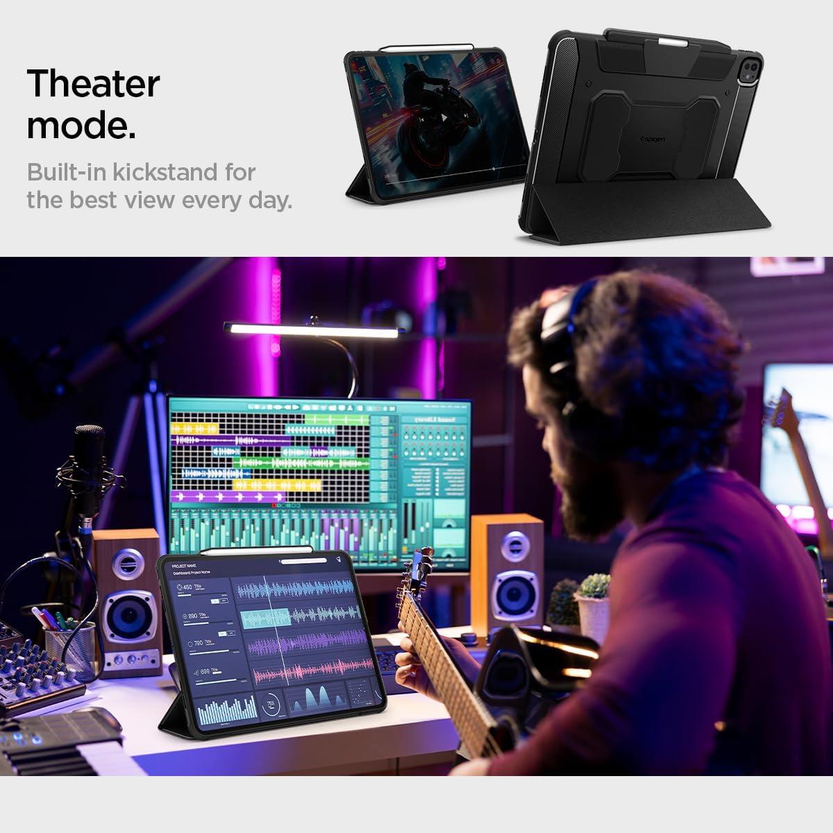 imageSpigen iPad Pro 13 Rugged Armor Pro Black amp Spigen iPad Pro 13 GlastR EZ Fit