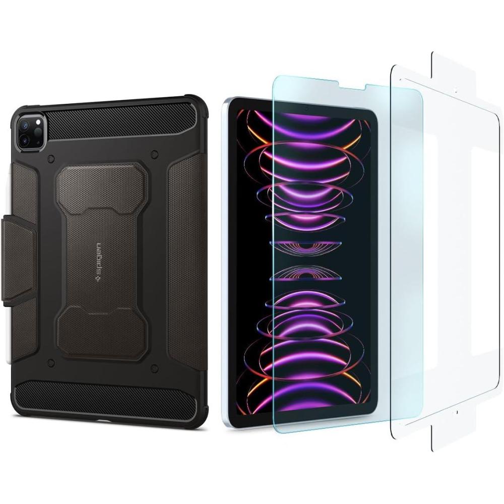 imageSpigen iPad Pro 11 Rugged Armor Pro Gunmetal amp iPad Pro 11  iPad Air 54 109 GlastR EZ Fit 1P