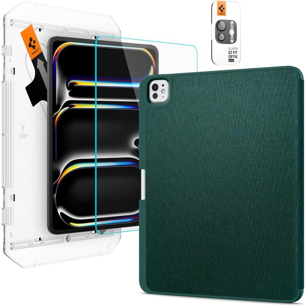imageSpigen iPad Pro 13 GlastR EZ Fit amp iPad Pro 13 Urban Fit Midnight Green amp iPad Pro Camera Lens Protector