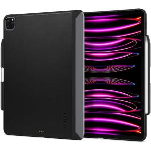 Spigen for iPad Pro 12.9 inch Case M2 6th Generation (2022) / 5th Generation (2021), Thin Fit Pro Magic Keyboard Compatible with Pencil Holder [Keyboard Not Included], Black(Black)