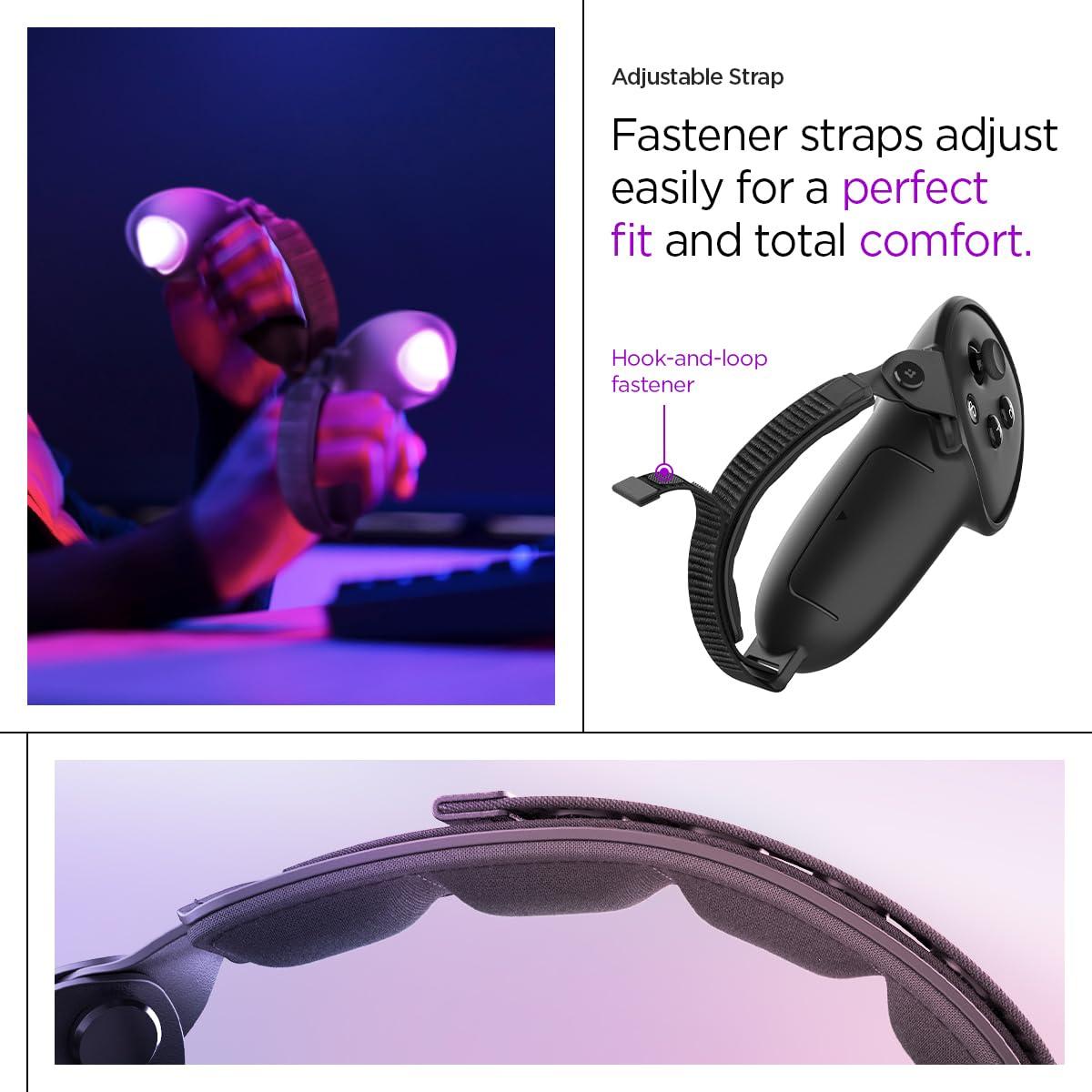 imageSpigen Silicone Fit Designed for Meta Quest 3 Quest 3S Quest 3S Xbox Edition Controller Grips NonSlip Adjustable Controller Strap with Battery Opening BlackBlack