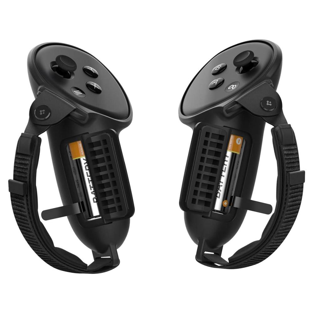 imageSpigen Silicone Fit Designed for Meta Quest 3 Quest 3S Quest 3S Xbox Edition Controller Grips NonSlip Adjustable Controller Strap with Battery Opening BlackBlack