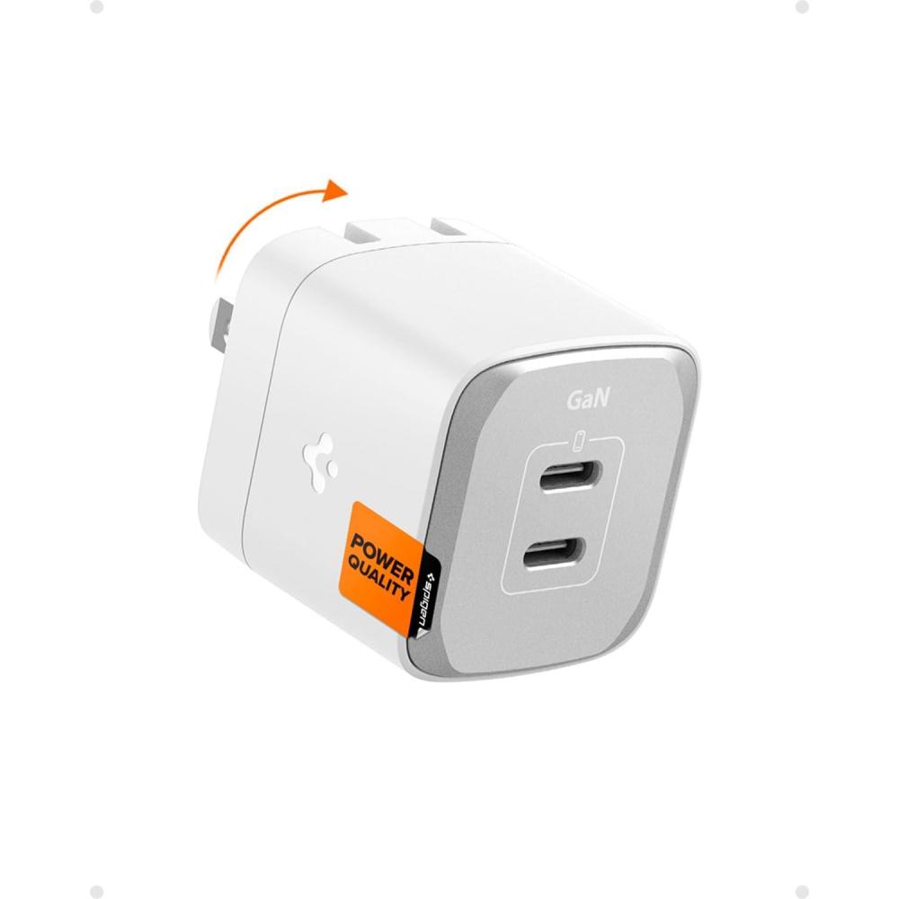 imageSpigen for USB C Wall ChargerGaN III 352 35W 2 Ports Compact Foldable Dual PD PPS Fast Charging Block Adapter Compatible with iPhone 17 16 15 14 iPad AirPods Galaxy S25 S24 Fold Flip Pixel 10  WhiteWhite 35W