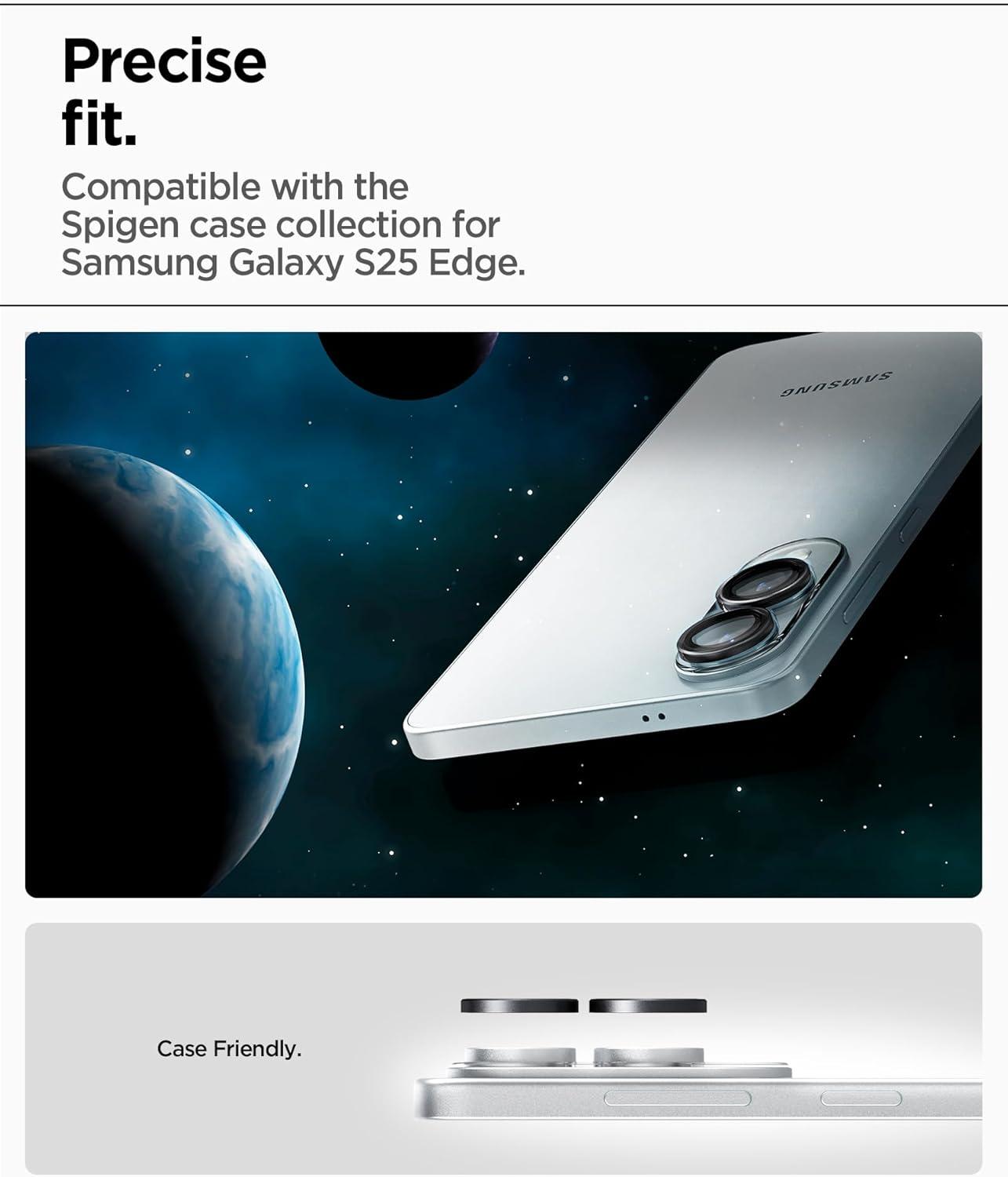 imageSpigen Camera Lens Screen Protector GlasTR EZ Fit Optik Pro Designed for Galaxy S25 Edge Case Friendly 2 Pack