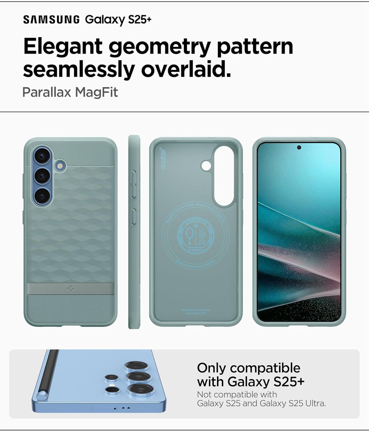 imageSpigen Parallax MagFit Designed for Galaxy S25 Plus Case Fast Wireless Charging 2025 Sage GreenSage Green
