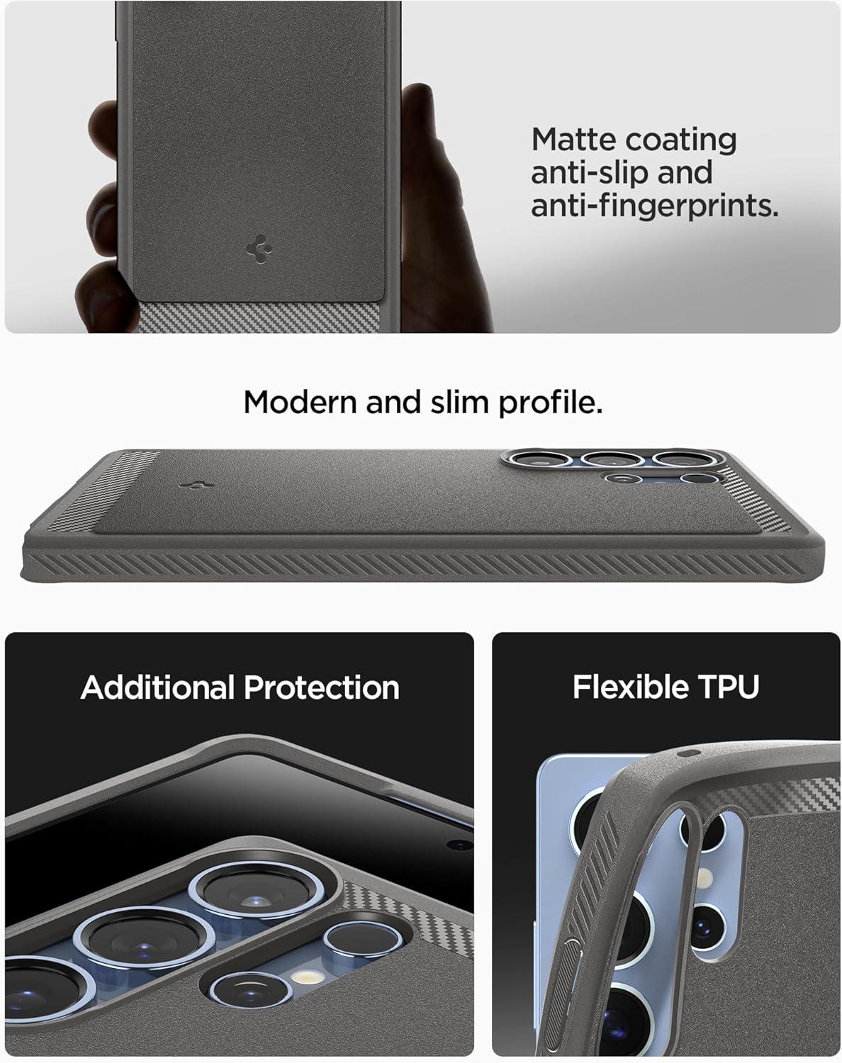 imageSpigen Rugged Armor MagFit Designed for Galaxy S25 Plus Case Fast Wireless ChargingMagnet for Galaxy 2025 Matte BlackMarble Gray