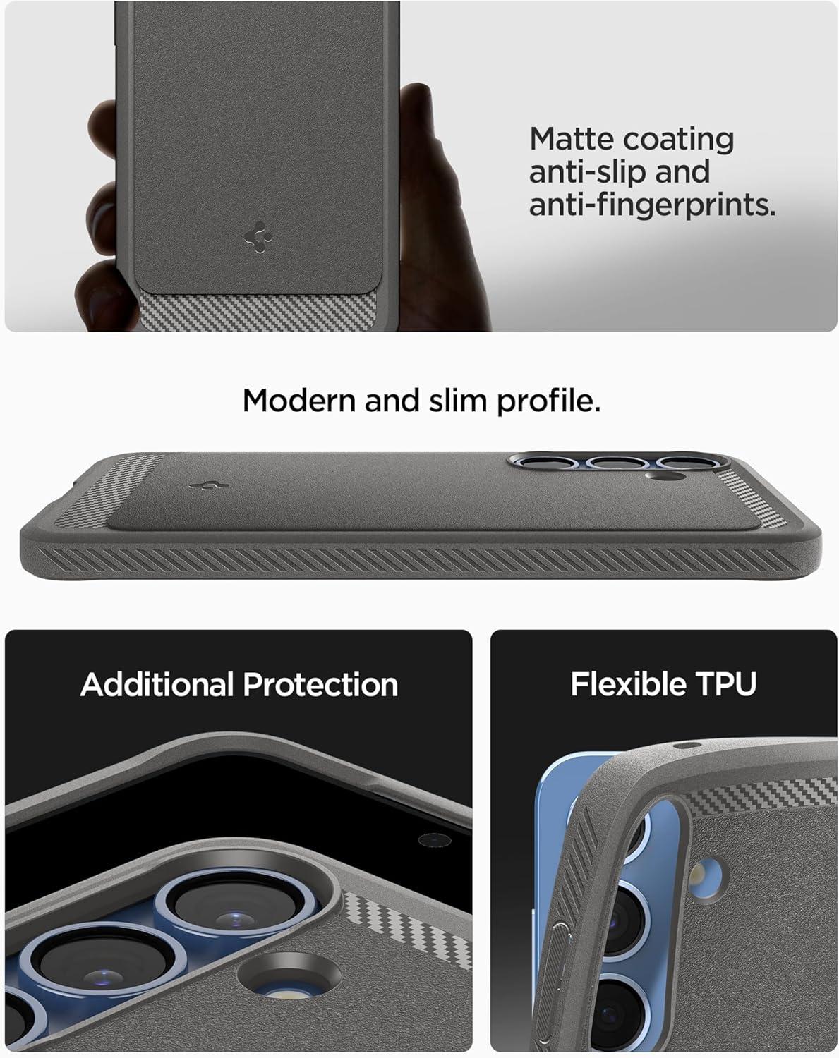 imageSpigen Rugged Armor MagFit Designed for Galaxy S25 Plus Case Fast Wireless ChargingMagnet for Galaxy 2025 Matte BlackMarble Gray