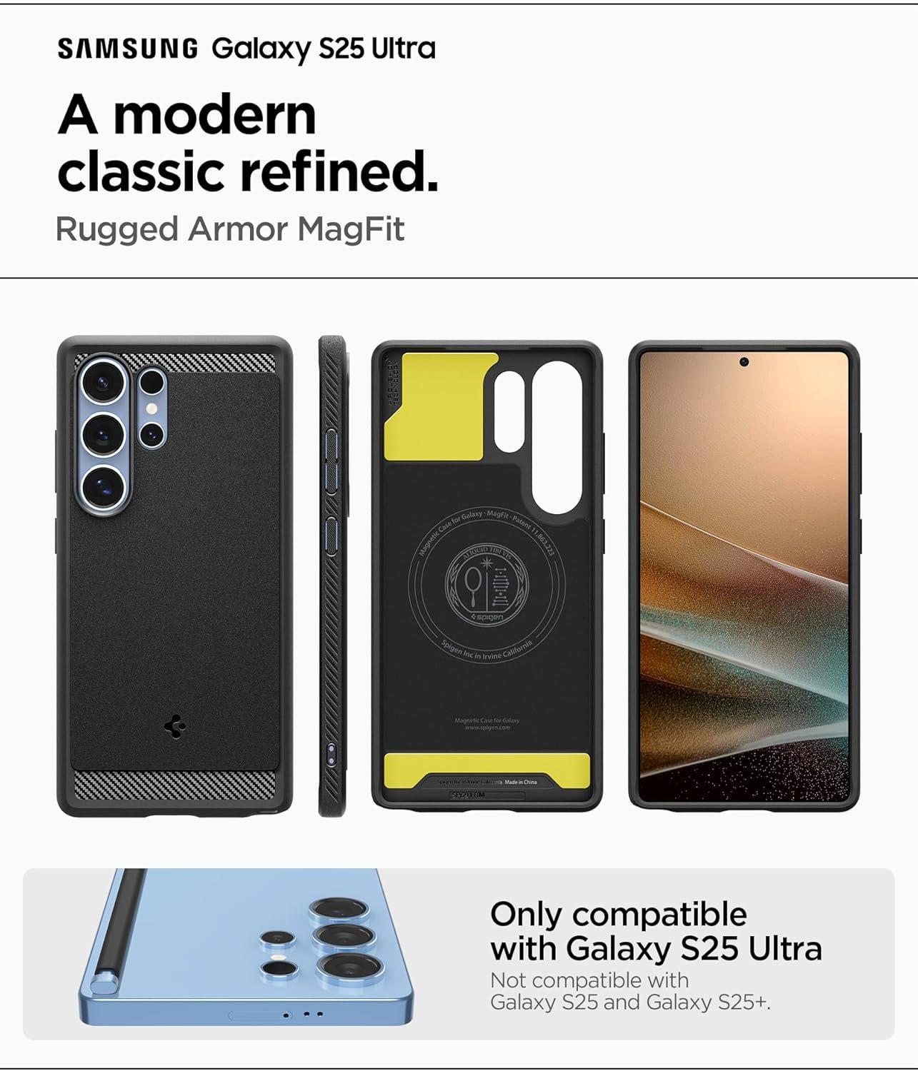 imageSpigen Rugged Armor MagFit Designed for Galaxy S25 Plus Case Fast Wireless ChargingMagnet for Galaxy 2025 Matte BlackMatte Black