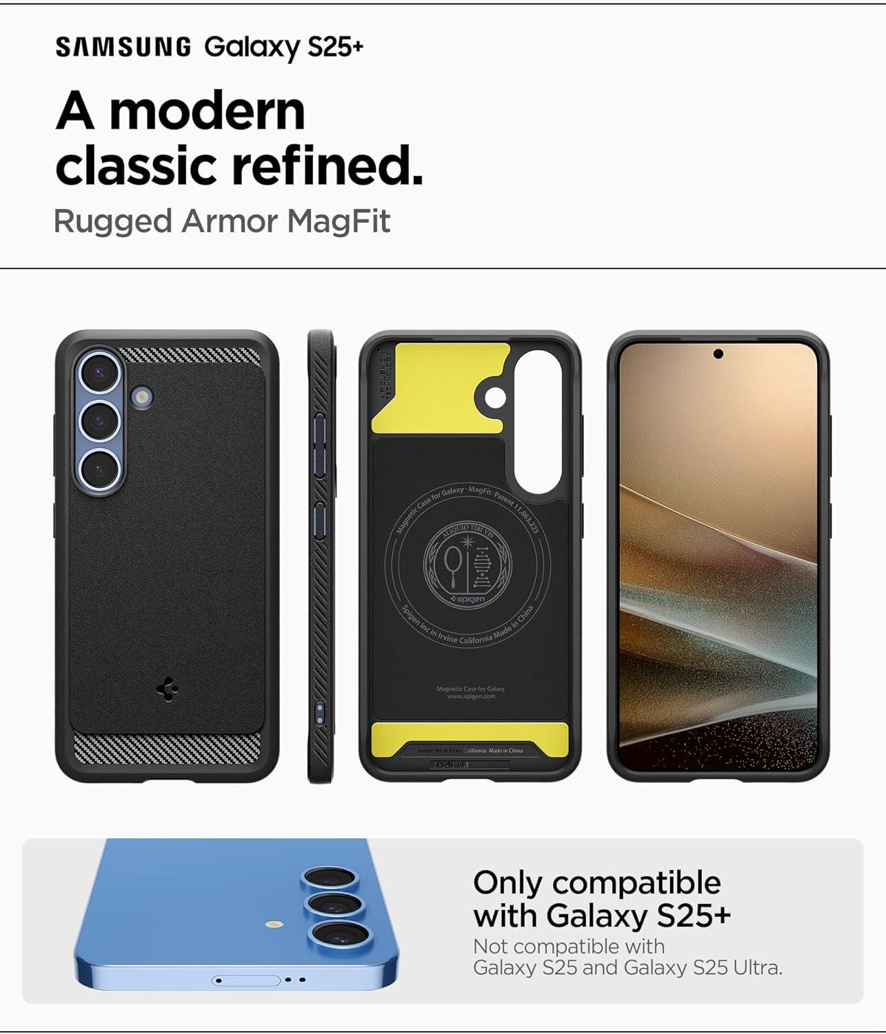 imageSpigen Rugged Armor MagFit Designed for Galaxy S25 Plus Case Fast Wireless ChargingMagnet for Galaxy 2025 Matte BlackMatte Black