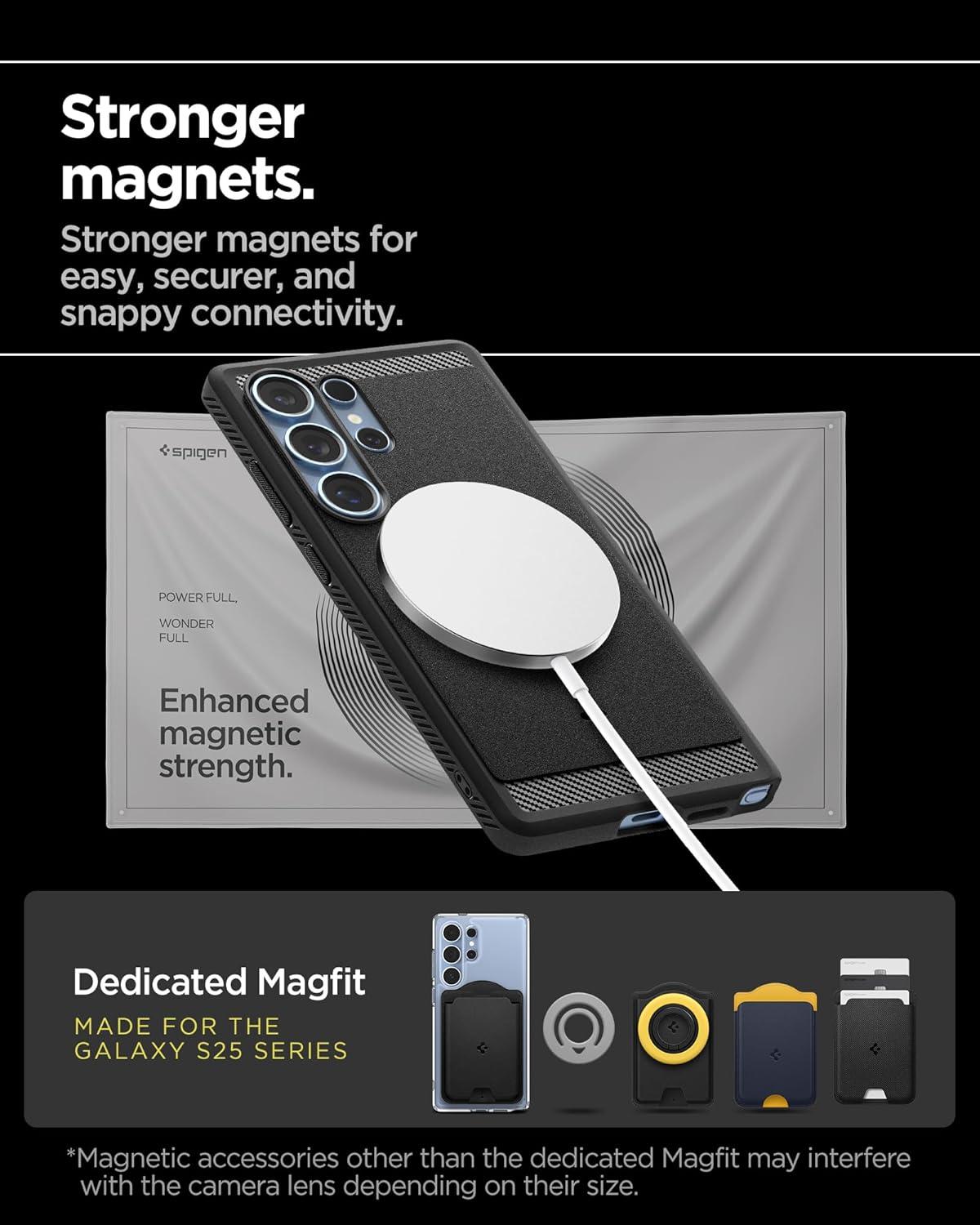 imageSpigen Rugged Armor MagFit Designed for Galaxy S25 Plus Case Fast Wireless ChargingMagnet for Galaxy 2025 Matte BlackMatte Black