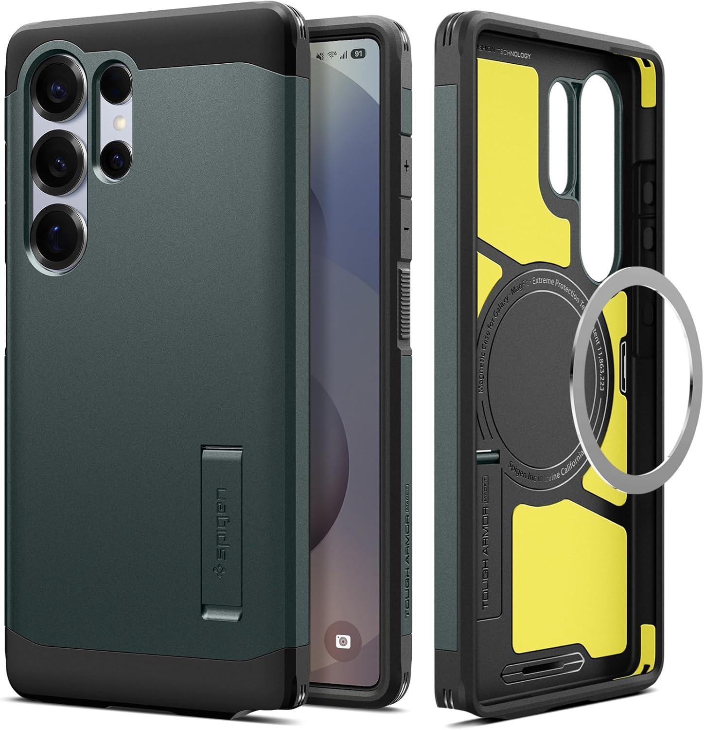 imageSpigen Tough Armor Ai MagFit Designed for Galaxy S25 Plus Case Kickstand Fast Wireless Charging 2025 Abyss Green Ai MagFit Kickstand 2025Abyss Green
