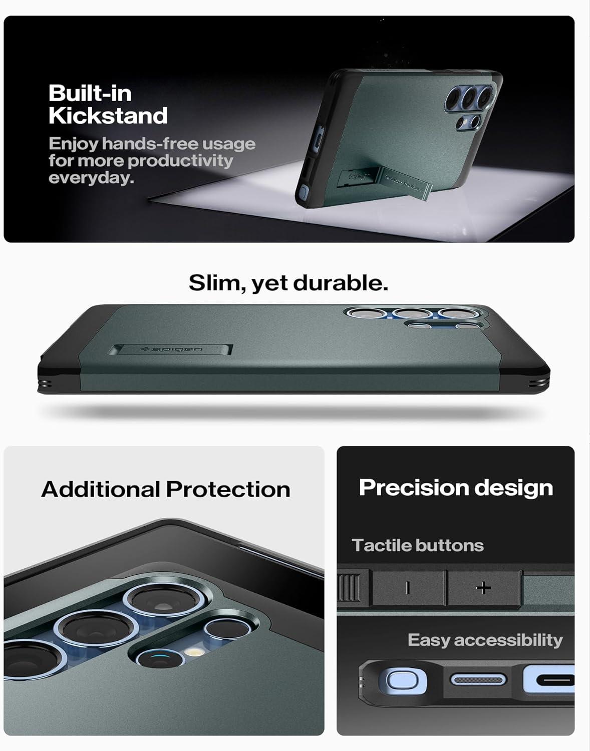 imageSpigen Tough Armor Ai MagFit Designed for Galaxy S25 Plus Case Kickstand Fast Wireless Charging 2025 Abyss Green Ai MagFit Kickstand 2025Abyss Green