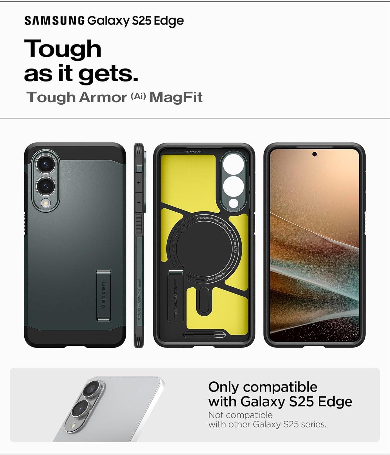imageSpigen Tough Armor Ai MagFit Designed for Galaxy S25 Plus Case Kickstand Fast Wireless Charging 2025 Abyss Green Ai MagFit Kickstand 2025Abyss Green