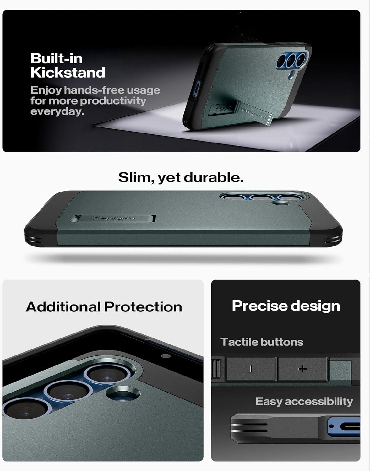 imageSpigen Tough Armor Ai MagFit Designed for Galaxy S25 Plus Case Kickstand Fast Wireless Charging 2025 Abyss Green Ai MagFit Kickstand 2025Abyss Green