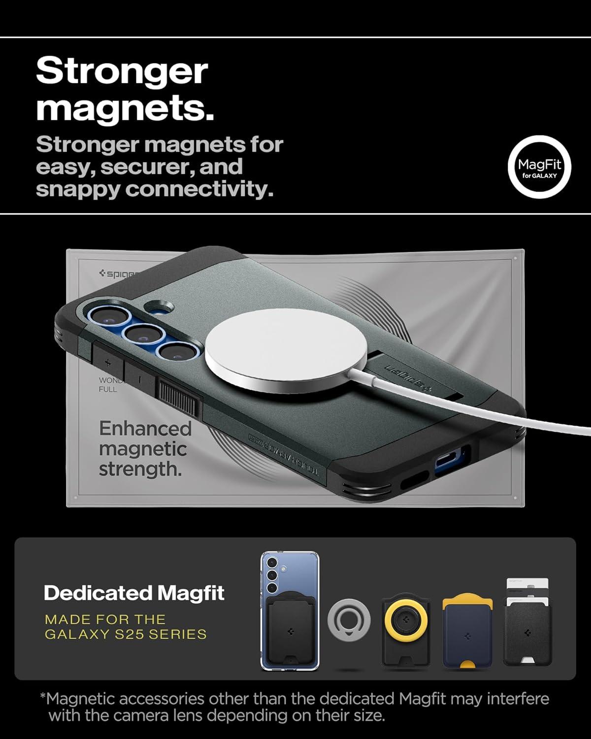 imageSpigen Tough Armor Ai MagFit Designed for Galaxy S25 Plus Case Kickstand Fast Wireless Charging 2025 Abyss Green Ai MagFit Kickstand 2025Abyss Green